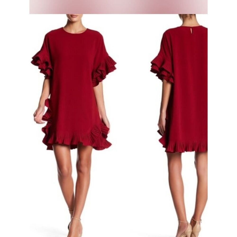 NWT Gracia Red Ruffle Trim Dress Size M